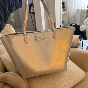 Kate Spade Metallic Silver Tote Bag
